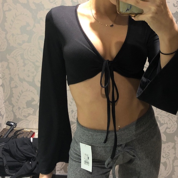 Zara Tops - Black Tie Shirt